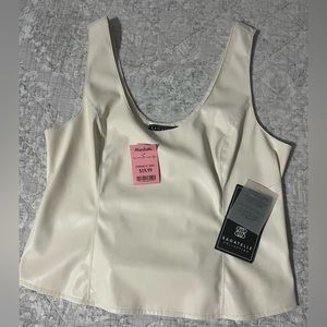 Faux Leather Cream Tank Top